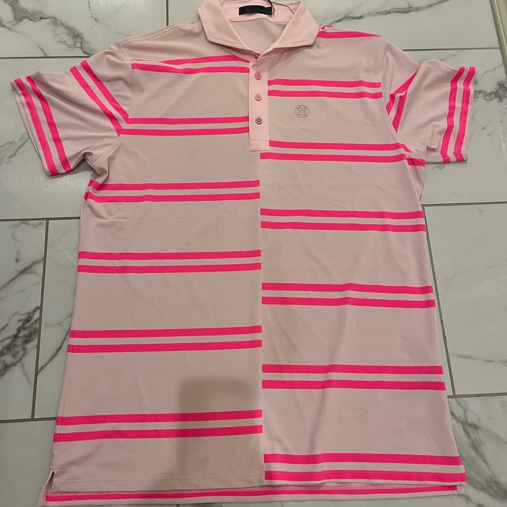 G/FORE brand — Pink Striped Polo Shirt